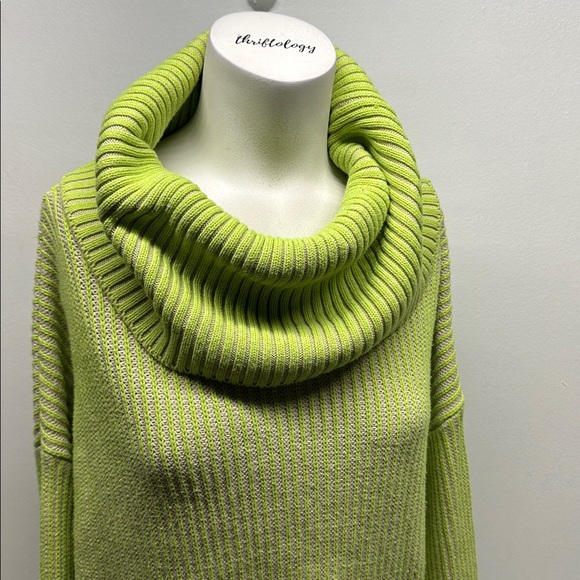 Becca Tilley x Bar III Sweater Cowl Neck Long Sleeve Knit Striped Neon Green XL - Picture 4 of 9
